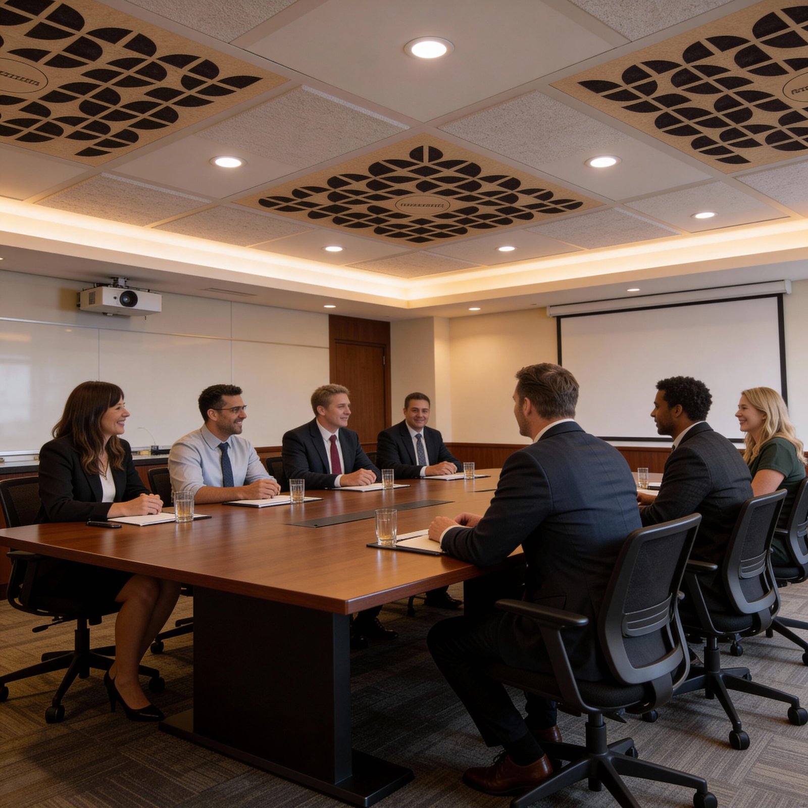Meeting room with acoustic panels