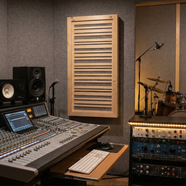 A studio with acoustical panels